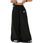 Verdusa Women's Wide Leg Corduroy Baggy Pants Casual Streetwear Loose Trousers with Pockets