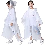 HLKZONE Rain Poncho for Kids, [2 Pack] EVA Kids Raincoat Reusable Rain Coat Jacket for Kids, Boys and Girls 6-13 Years Old