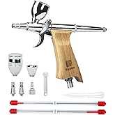 Bucasso Airbrush Guns for Painting, Double Action Trigger Airbrush Kit with 0.3mm/0.5mm/0.8mm Needles/Nozzle Sets, Replaceable Fluid Cup, Airbrush Spray Set for Painting Nails Cake Tattoo
