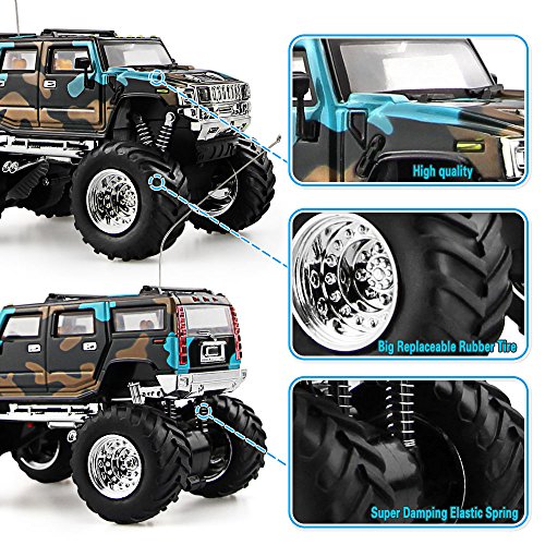 haomsj Hummer RC Radio Remote Control Car Off-Road Rock Vehicle 1:43 High Speed Alloy Racing Cars Camouflage (49MHz)