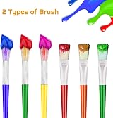 Anezus 10Pcs Chubby Paint Brushes for Kids Round Flat 6 1/4 in Washable Acrylic view 4