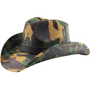 Western Cowboy Hat for Men Women Straw Cowgirl Panama Cap Summer Wide Brim Travel Beach Sun Hats for Fishing Hiking Camouflag