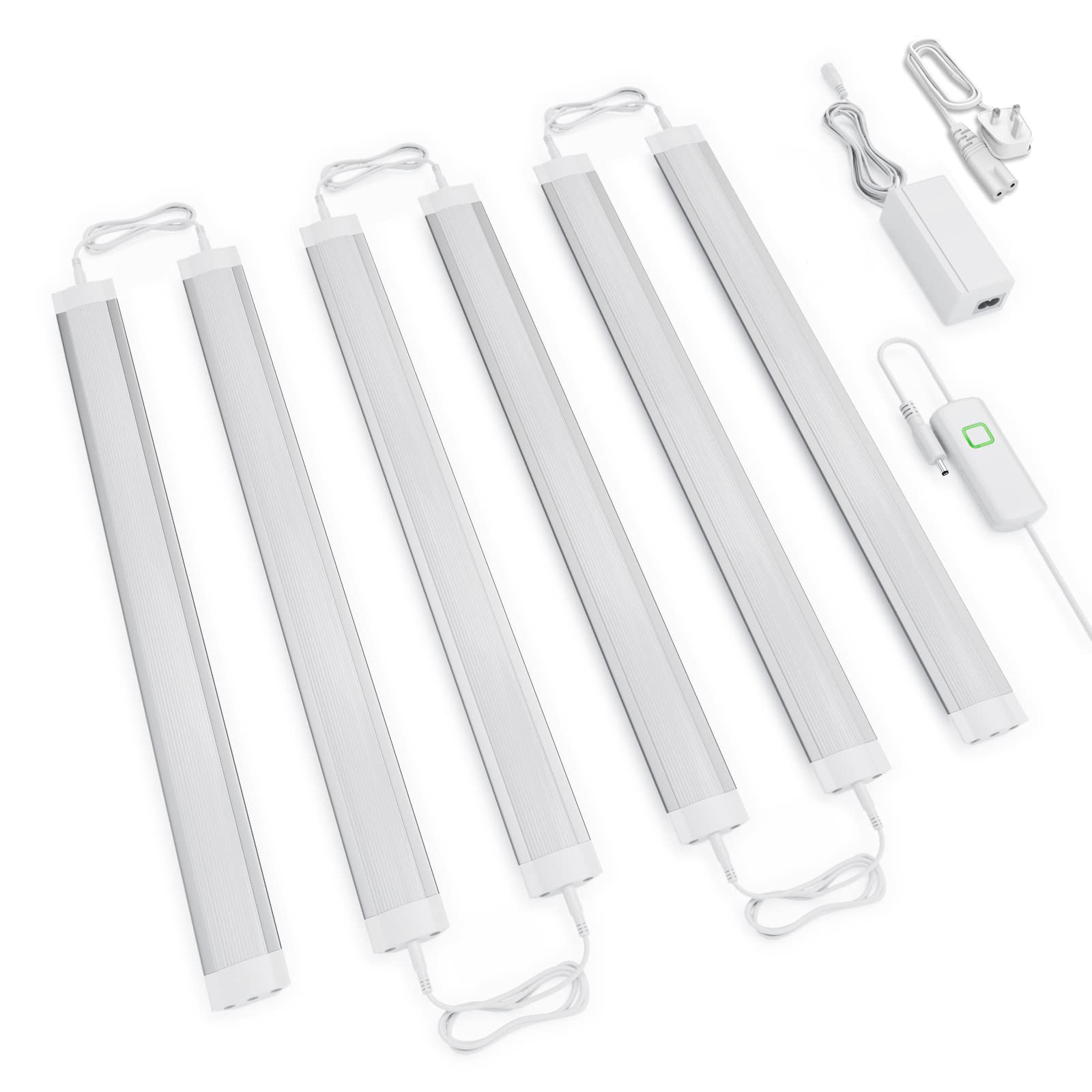 MYPLUS Under Cabinet Lighting Kit, Dimmable Kitchen Lights，21W，1230lm，Plug in Under Copboard Lighting LED Lighting for Counter Cabinet Cupboard Shelf Room Desk (6x30cm)