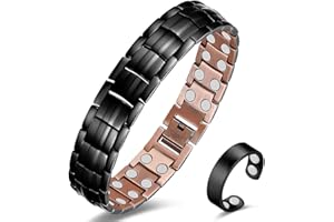 Cigmag Copper Bracelet for Men, Pure Copper Magnetic Bracelet & Ring Set with Strength 3800 Gauss Magnets, Adjustable with Si