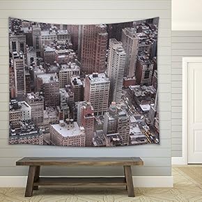 Aerial View of Metropolitan Area in New York City - Fabric Wall Tapestry Home Decor - 51x60 inches