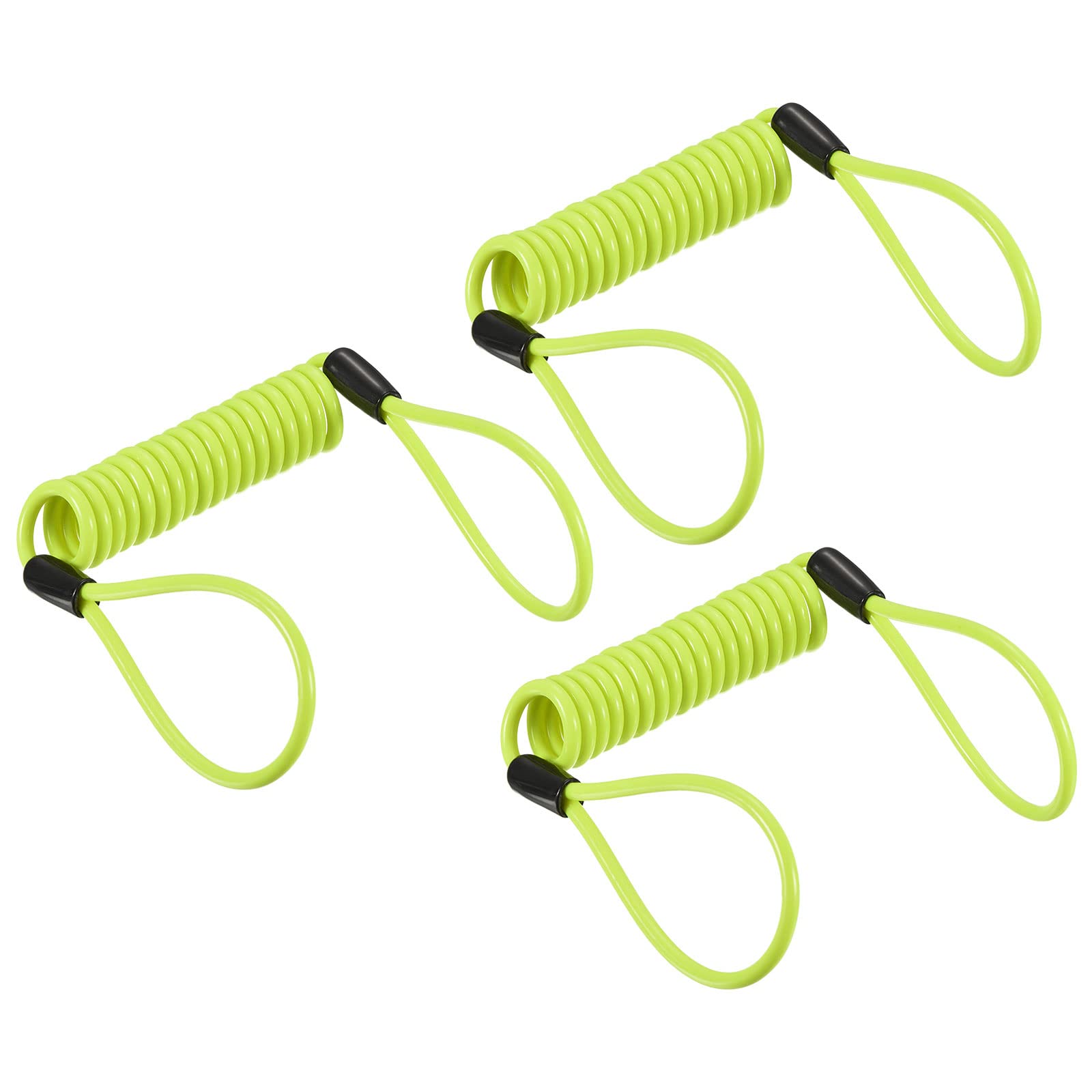 PATIKIL Security Steel Cable 3.5mm x 1.2m/3.94ft Coated Spring Luggage Lock Wire Rope with Double Loop Yellow 3 Pack