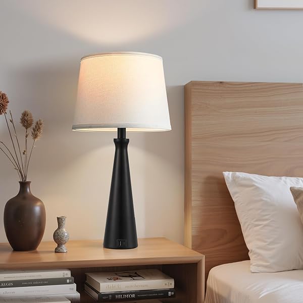 SEEALLE MODERN TABLE LAMPS SET OF 2 – TOUCH BEDSIDE LAMP FOR NIGHTSTAND WITH DUAL USB C+A,3-WAY DIMMABLE BLACK NIGHTSTAND LAMPS FOR LIVING ROOM BEDROOM END TABLE(BULB INCLUDED)