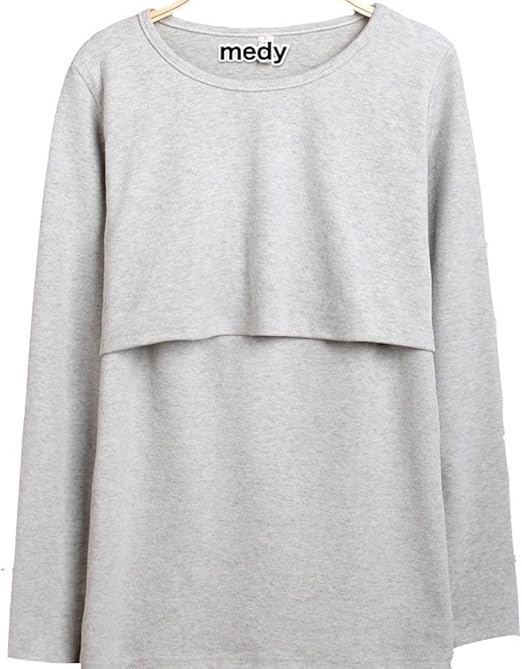 Amazon Co Jp 授乳服 授乳 Tシャツ インナー 長袖 産前 産後 用 年中使える マタニティ ウェア Medy メディー これ一枚で春夏 秋冬 授乳後も ベーシックな無地デザインの 授乳tシャツ 授乳口付き インナー グレー 服 ファッション小物