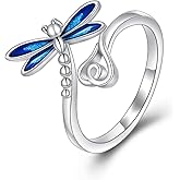 TIGERRIDER Dragonfly/Hummingbird Ring for Women 925 Sterling Sliver Dragonfly/Hummingbird Jewelry Gifts for Women Teens