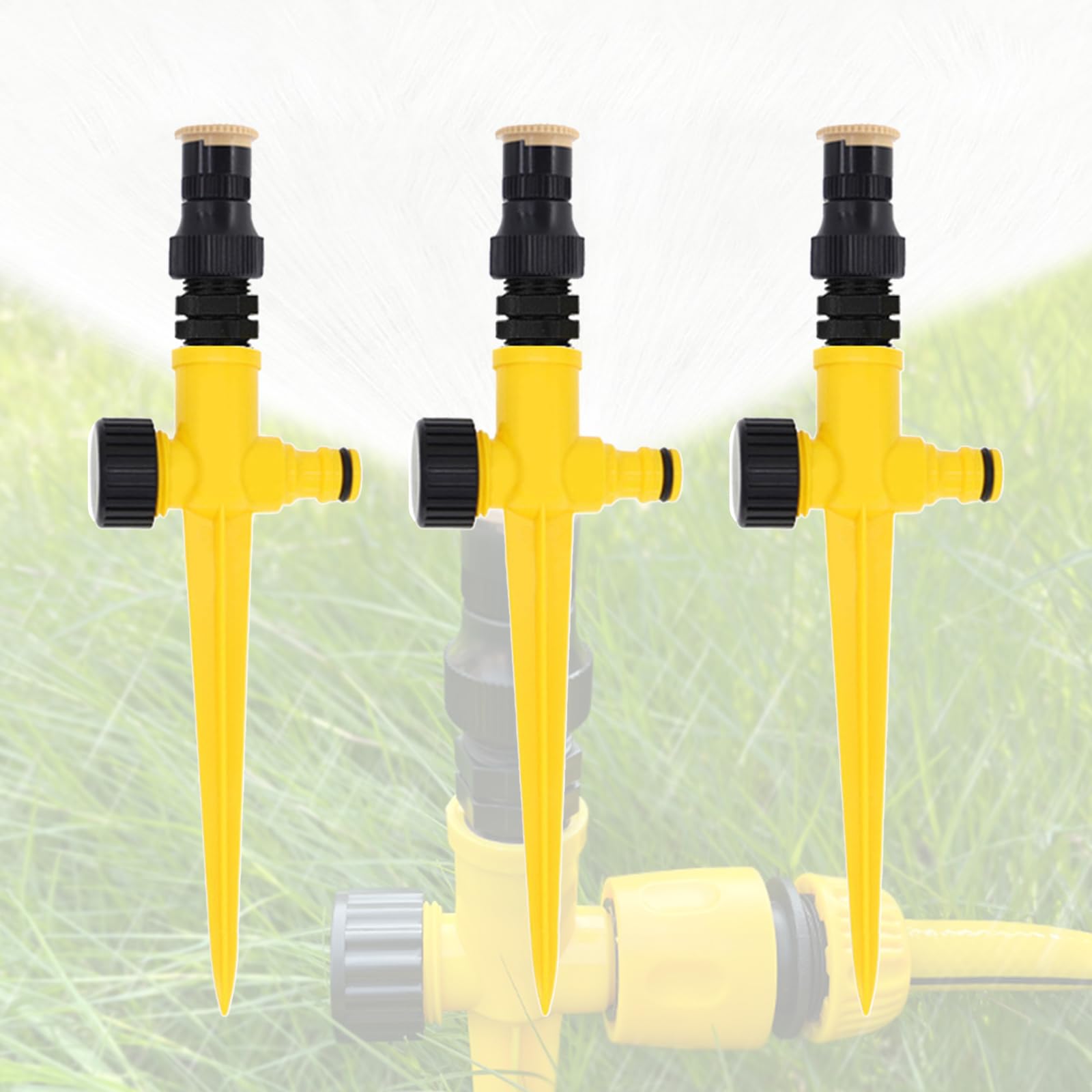 YEKUYEKU 3 Pcs Garden Sprinklers, Lawn Sprinkler, Garden Lawn Sprinkler, Automatic 360° Rotating Lawn Sprinkler Adjustable Watering System for Yard Garden Lawn Large Coverage Area