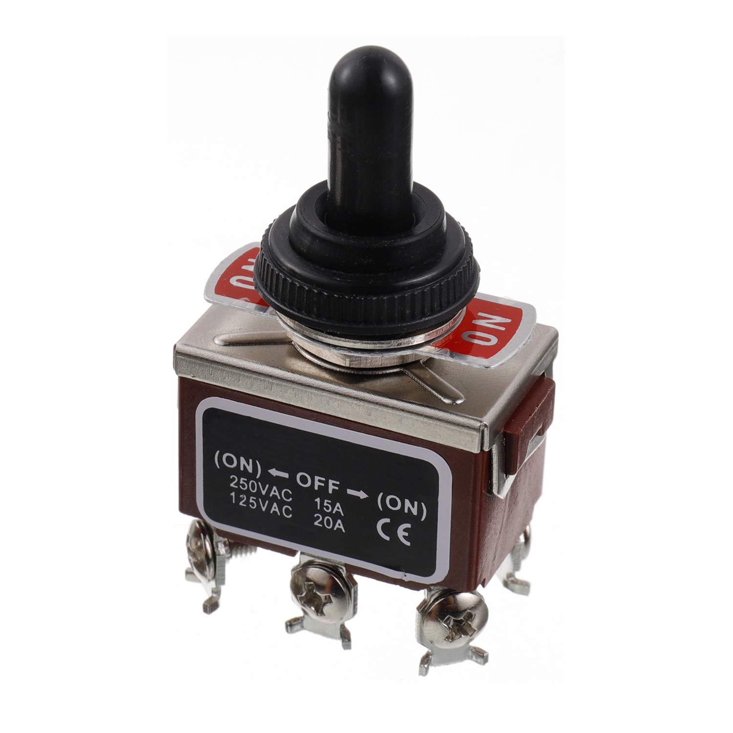 BOJACK RT1322FS Toggle Switch 125V 20A Momentary Automatic reset Switches 250V 15A DPDT ON -OFF- ON 6 terminal pin Rocker Switch with Metal Waterproof Cap (Pack of 2 pcs) - Image 3