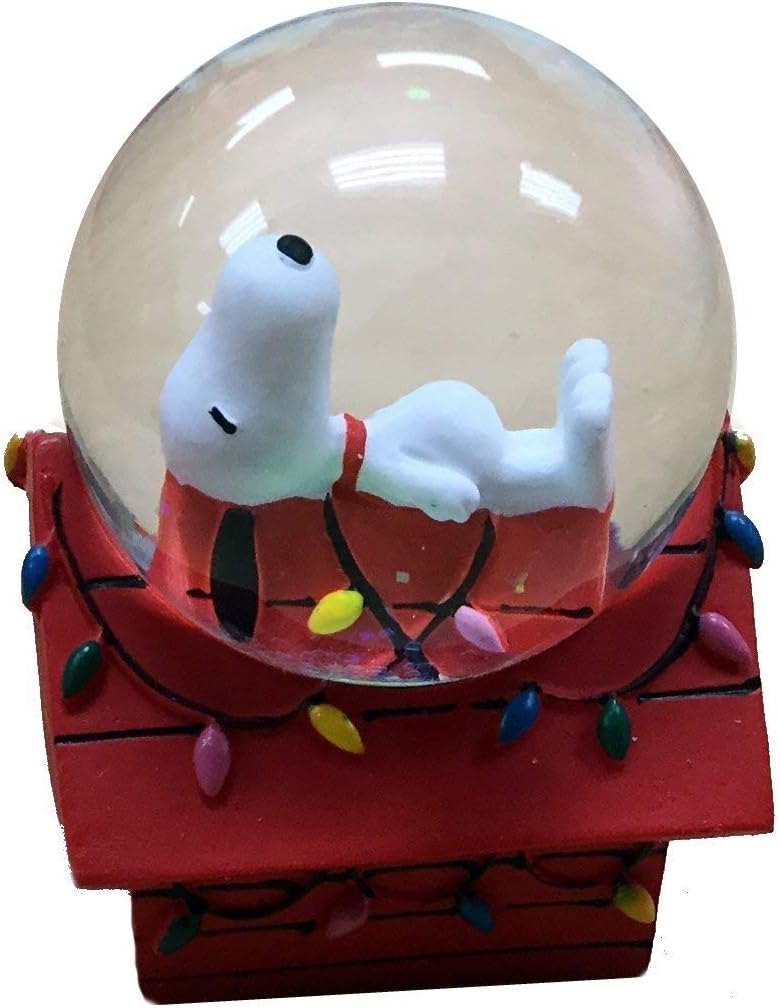Snow Globes - Westland Peanuts Snoopy on Doghouse Mini Christmas Snowglobe (2-3/4 inches Tall)