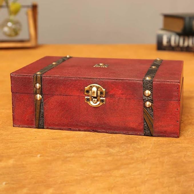 Caja almacenamiento madera Decoración viaje retro Ahorro espacio