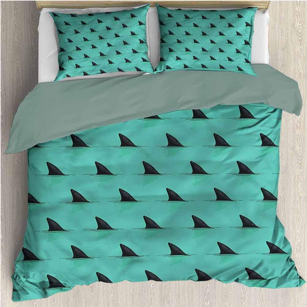 HELLOLEON Marine Extra Large Quilt Cover Shark Fins Inside The Ocean Can be Used as a Quilt Cover-Lightweight (Twin)
