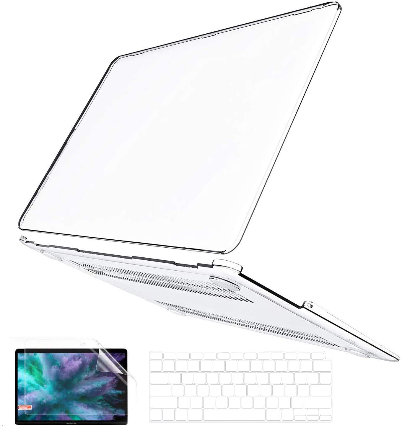 B BELK MacBook Air 13 Inch Case 2020 2019 2018 Release A2337 M1 A2179 A1932 Touch ID, Crystal Clear Plastic Laptop Hard Shell Cover + Keyboard Cover + Screen Protector, MacBook Air 2020 Case Retina