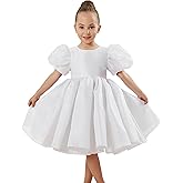 2Bunnies Girl Baby Toddler Puff Sleeve Organza Tulle Tutu Twirly Babydoll Flare Ball Gown Princess Flower Girl Dress