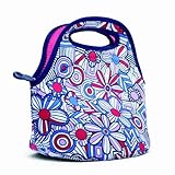 BUILT NY Gourmet Getaway Neoprene Designer Mini Snack Tote, Mosaic Flower Blue (LB10-MFB)