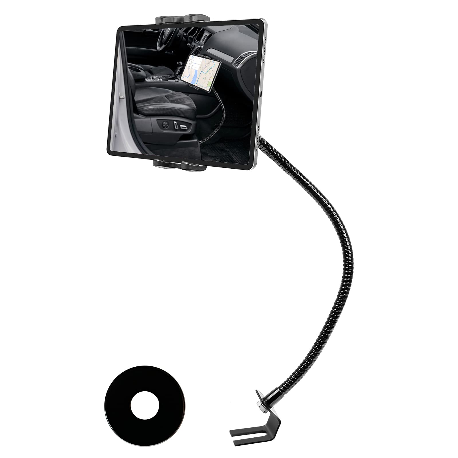 Photo 1 of Kolasels Tablet Holder for Car or Truck Seat Rail Mount Long 19.7" Gooseneck Arm Heavy Duty Car Floor Tablet Stand for iPad Pro 12.9 Air Mini, Samsung Galaxy Tab, iPhone, More 4-13" Phones & Tablets