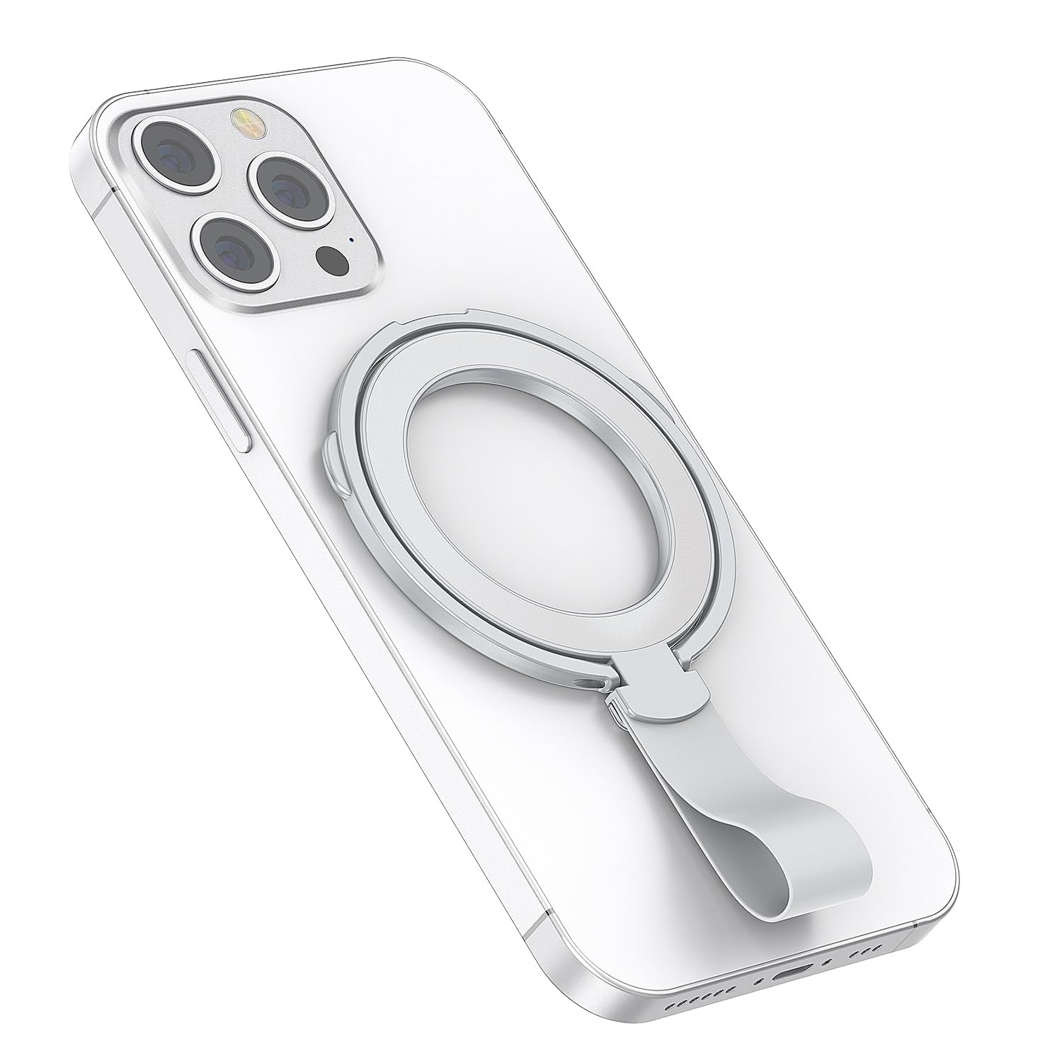 Photo 1 of SooPii Magnetic Phone Grip Kickstand Compatible with MagSafe,Removable Cell Phone Ring Holder for lPhone 16,15,14 13, 12,Plus,Pro,Max,Silver