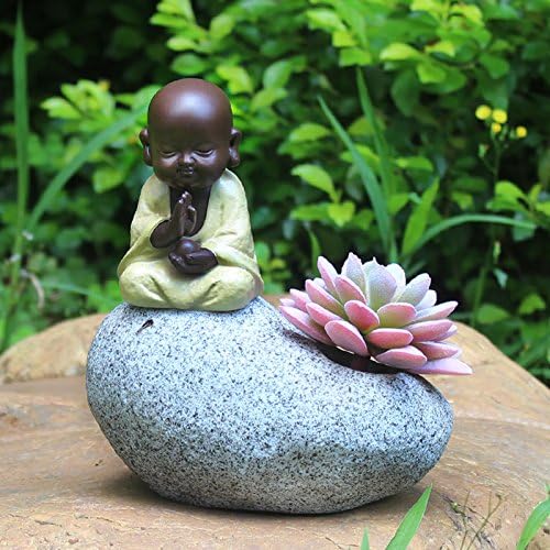 Leedioo The little monk tea pots succulents pet creative personality super adorable little monk tea flower vase ornaments,A yellow clothes - willing to (not including succulents),in