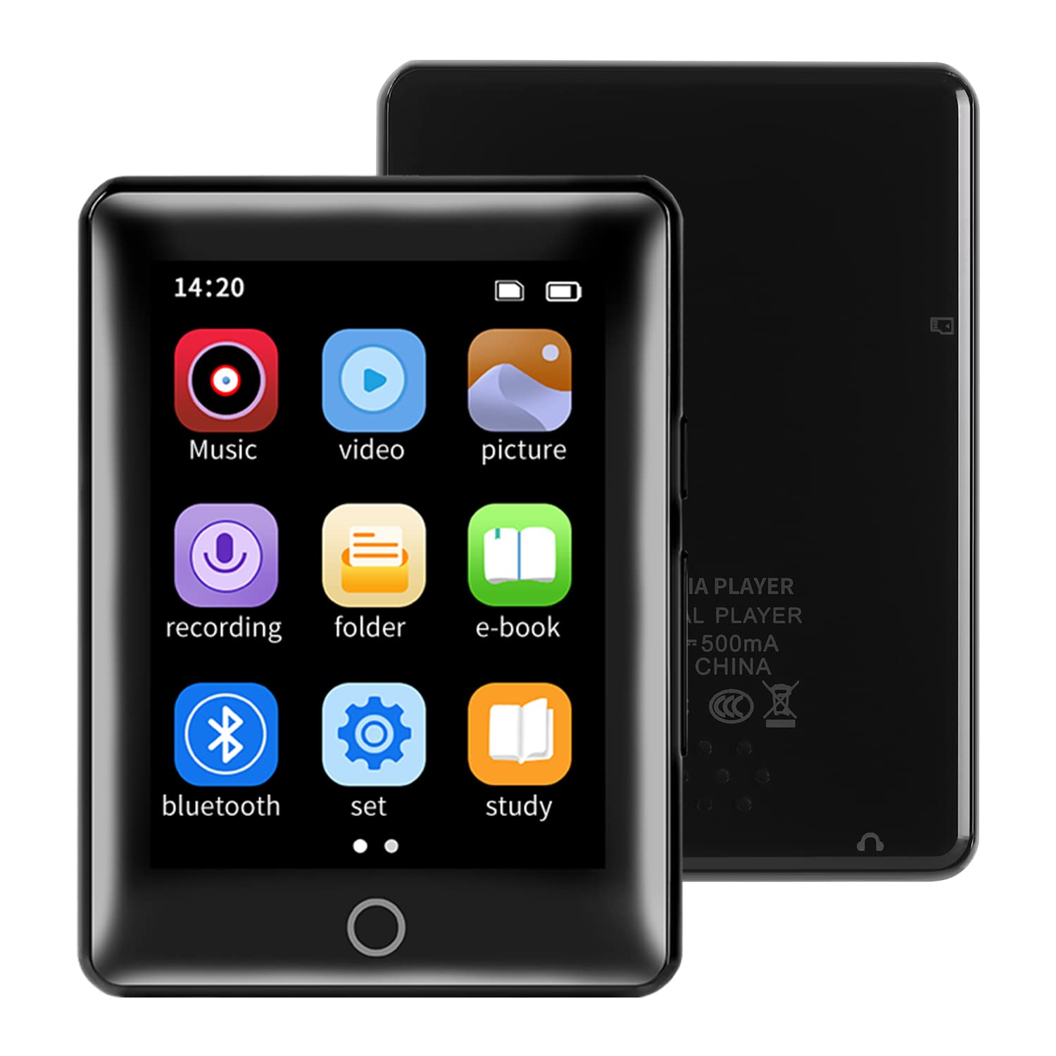 RIJAHO 64GB MP3 Player with Bluetooth 5.0 Portable High Fidelity Lossless Sound MP3 Music Player and FM Radio Recorder E-Book Built-in Speaker3.0 inch Screen Maximum Support 128GB (Black)