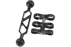 Luejnbogty Aluminum Alloy Scuba Diving Light Torch Dual Ball Joint Arm and 1 Set Butterfly Clip Clamp Mount for Underwater Ph