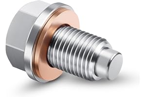 M14 x1.5 Magnetic Oil Drain Plug Stainless Steel Oil Pan Drain Bolt with Red Copper Washer Gaskets Replacement for Ford GM Ho