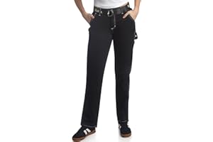Dickies Womens Work Pants with Belt - Relaxed Fit Straight Leg High Waisted Carpenter Pants for Women with Utility Pockets