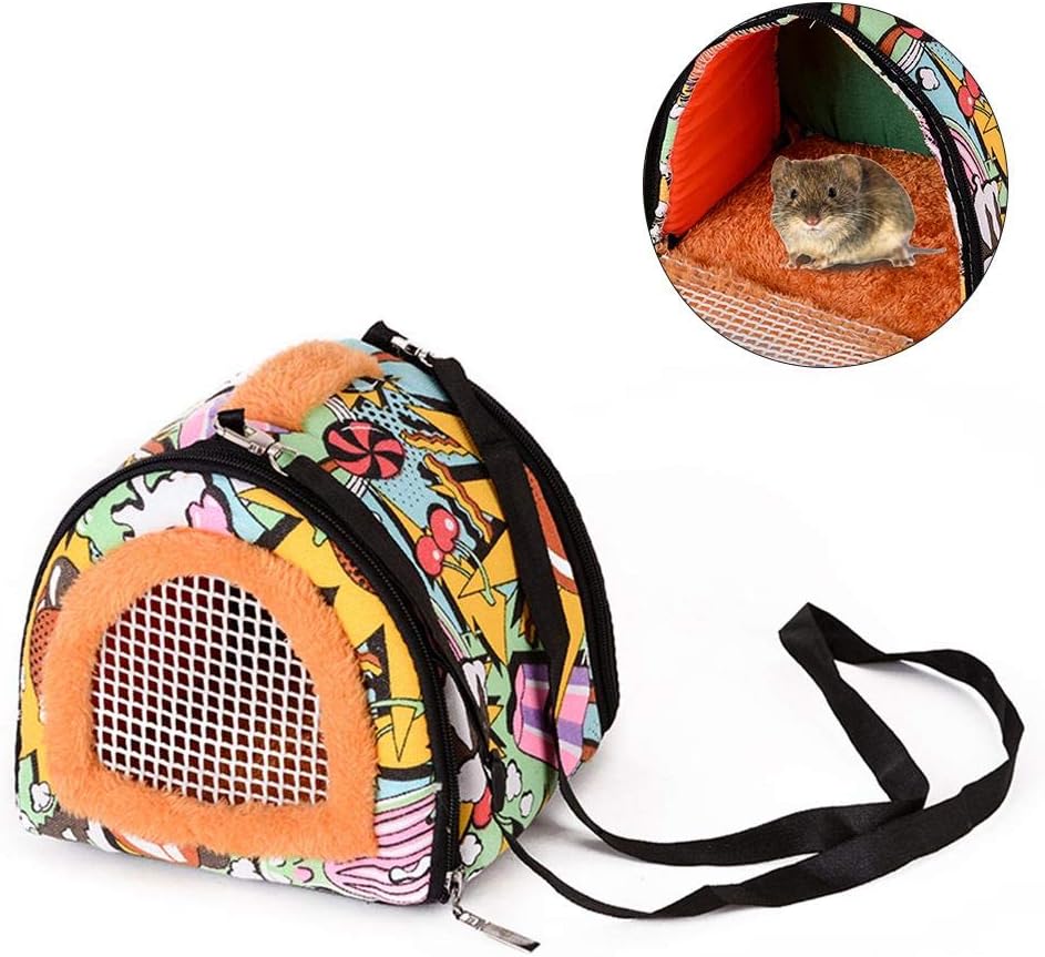 Portable Small Animals Hedgehog Hamster Carrier Bag with Detachable Strap Zipper Breathable Outdoor Travel Small Guinea Pig Rat Chinchillas Hamster Hedgehog Carrier Pounch Bag for Small Animal Carrier