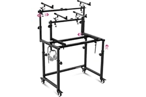 Liquid Stands 3 Tier Keyboard Stand w/ Wheels Music Studio Desk for Music Production - Electric Digital Pianos Synths for 49 54 61 88 Key - Rolling Home Recording Studio Workstation DJ Keyboard Table