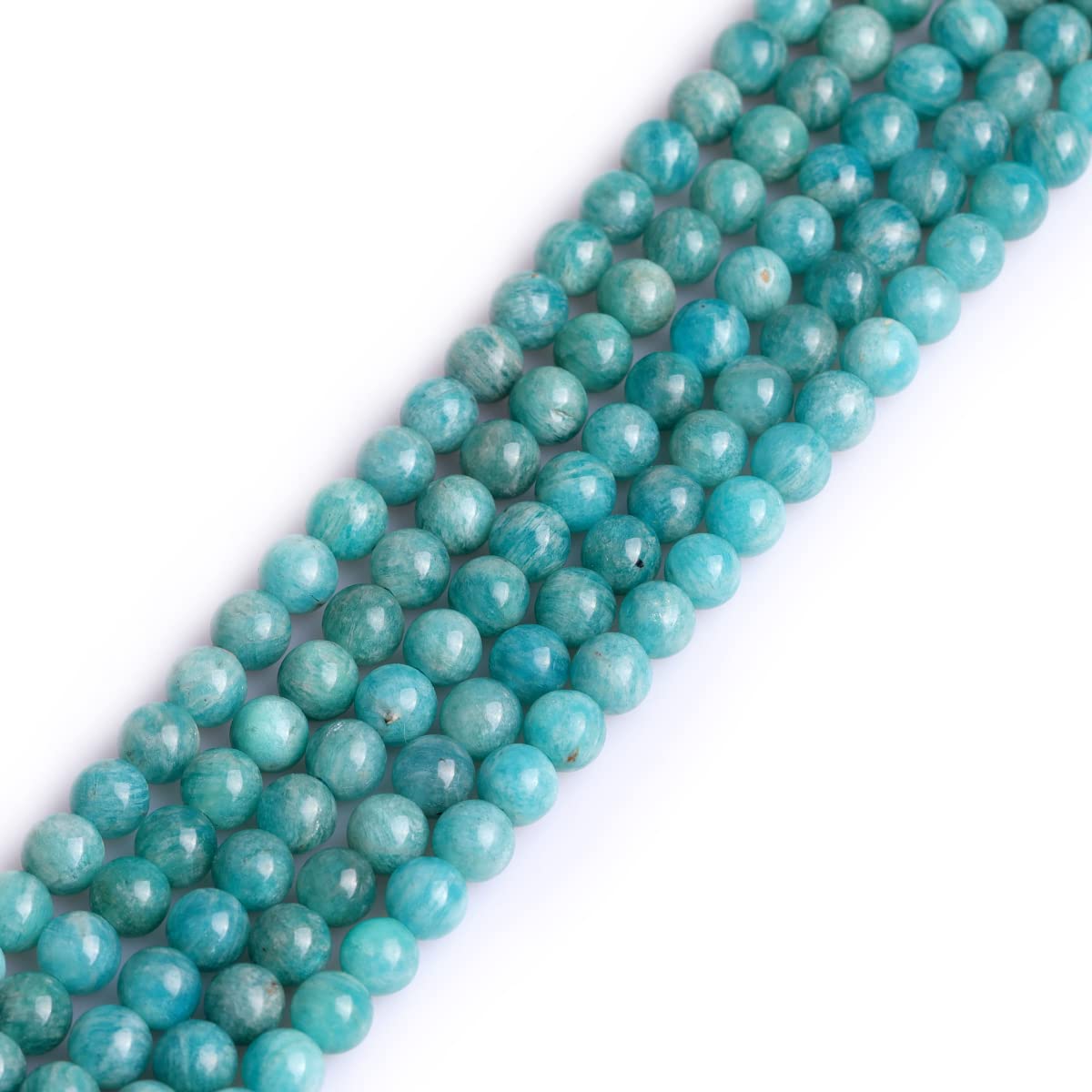 GEM-Inside Natural 6mm Green Amazonite Round Gemstone Semi Precious Loose Beads for Jewellery Making 15''