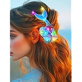 JAKAWIN Light Up Starfish Hair Clips LED Mermaid Costume Hair Barrette Seashell Ocean Glowing Hair Accessories for Women
