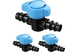 Gardrip 1/2 Inch Drip Irrigation Barbed Valve: 3 Pack 1/2" Shut Off Valves Male x Male for 1/2 Inch Drip Irrigation Tubing (.570-.620" ID) Switch Valves for Easy Flow Control in Irrigation System