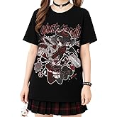 RILGOU Kawaii Gothic Grunge Casual Style Crew Neck Short Sleeve Vintage Graphic Cartoon Toy Mending Print T-Shirt
