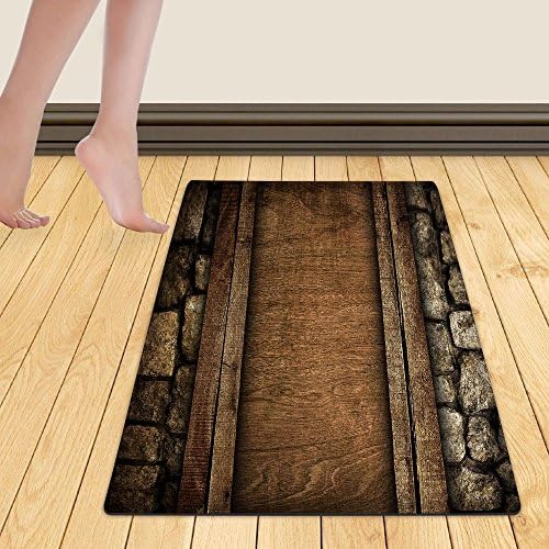 WelFriday custom door mats 106298258 wood board on stone,W22 x L36 inch