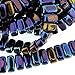 CzechMate 3mm X 6mm Brick Glass Czech Two Hole Bead - Iris Blue (50 Beads)