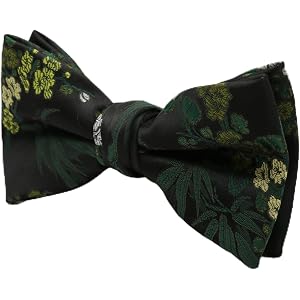 Juvzolr Vintage Floral Mens Bow Tie Pre Tied Mens Bow Tie for Wedding Party | Vintage Floral Pattern Buckle Pre-tied Bow Tie,
