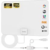 TV Antenna Indoor, Digital Amplified Indoor HDTV Antenna, 1080p VHF UHF Television Local Channels Detachable Signal Amplifier and 16.5ft Long Coax Cable