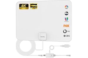 VANSKY TV Antenna Indoor, Digital Amplified Indoor HDTV Antenna, 1080p VHF UHF Television Local Channels Detachable Signal Amplifier and 16.5ft Long Coax Cable