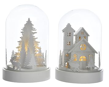 Led Holzhaus Unter Glasglocke 18 Cm Batteriebetrieben Indoor