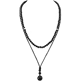 Sacina Layered Black Bead Crystal Choker, Gothic Boho Necklace, Goth Jewelry, Christmas Jewelry Gift for Women