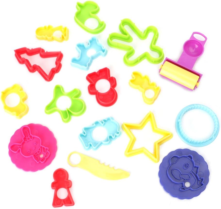 18x Mixed Plastic Plasticine Clay Dough Cutters Moulds Childrens Modelling Tools