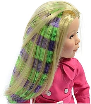 Amazon Com Green And Purple Hair Extensions For 18 Inch Dolls And