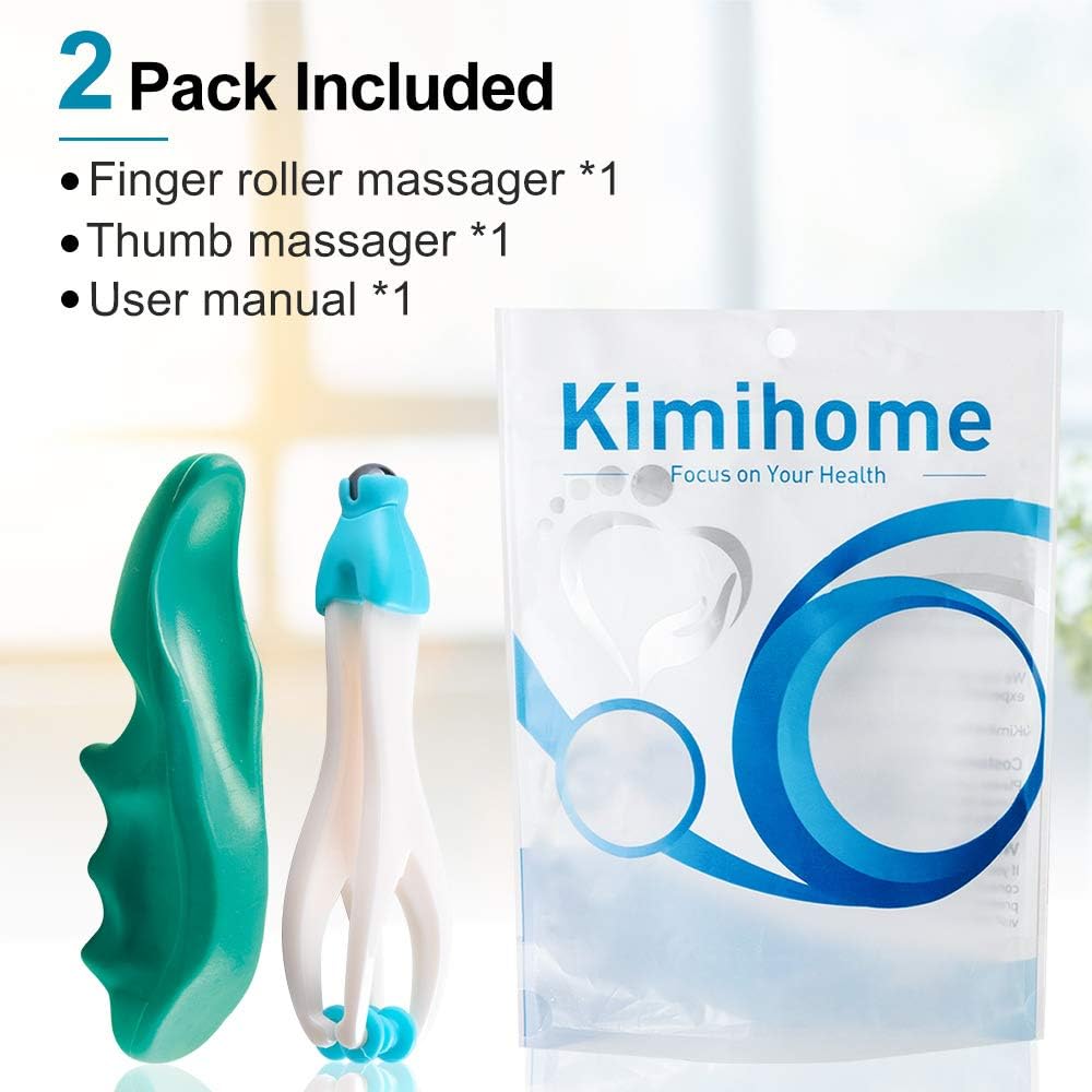 Kimihome Thumb Massager, 2-in-1 Finger Roller Massager, 2 Pieces of Self Massage Tools and Thumb Savers, Dual-Sided Hand Massage Roller Tool for Stress and Hand Pain Relief: Health & Personal Care