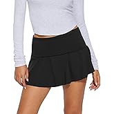 Hafailia Skorts for Women with Pockets Casual Fold Over Low Waist Pleated Tennis Athletic Mini Skirts with Shorts Underneath