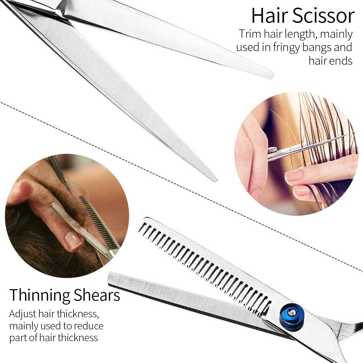 Hair Cutting Scissors Kit Professional 10 PCS Stainless Steel Haircut Shears Set with Straight Scissors,Thinning Scissors,Razon Comb,Clips,Cape,Brush for Men Women Adult Kids Pet for Home Barber Salon: Home Improvement