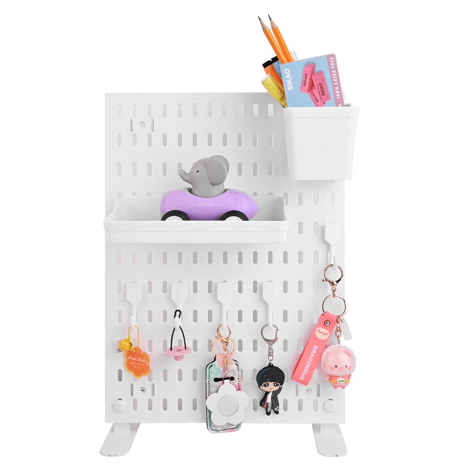 Photo 1 of FULLTURN Desk Pegboard Combination Kit,Desk Organizer for Home Office,Plastic Peg Board with 7 Accessories Hooks Shelf Baskets, 16.5" x 11.8"