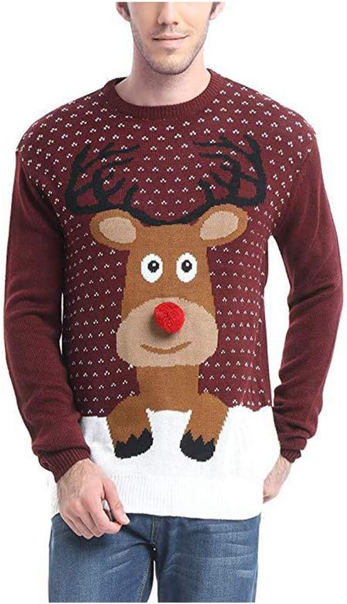 Sunlunckystar Suéter feo de Navidad para hombre, Ugly Christmas Sweaterb, XLarge