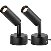 URTOM 2 Pack Indoor Spotlight LED Up Lights for Plant 120V Floor Spot Lights Accent Light Indoor Uplighting Warm White Spotli