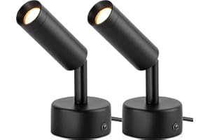 URTOM 2 Pack Indoor Spotlight LED Up Lights for Plant 120V Floor Spot Lights Accent Light Indoor Uplighting Warm White Spotlight Lamp Accent Lighting LED Uplight, 5.9 FT Plug Cord with Foot Switch